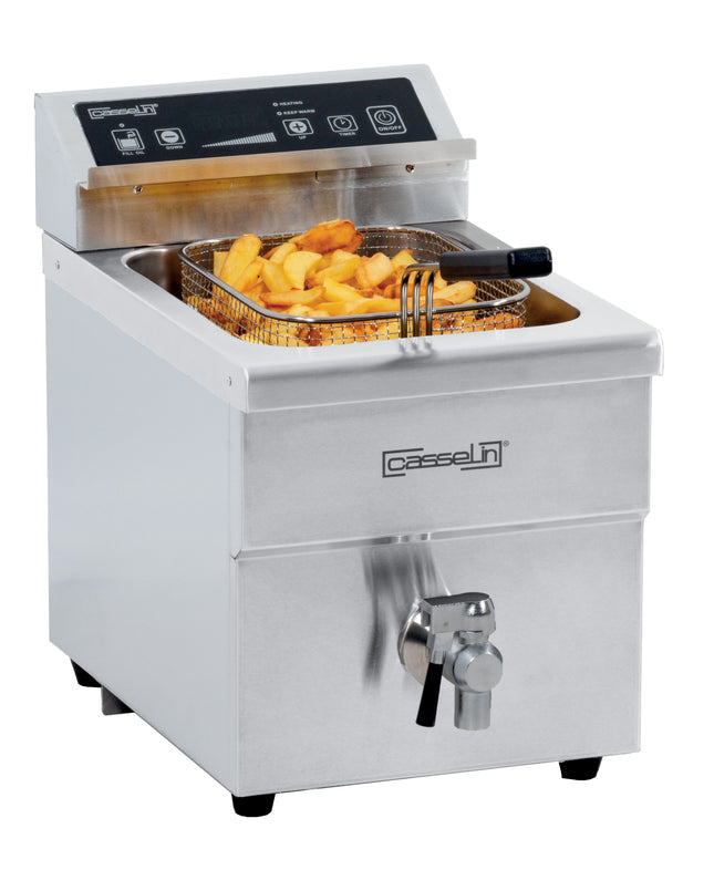 Induction fryer with drain valve 8 liters