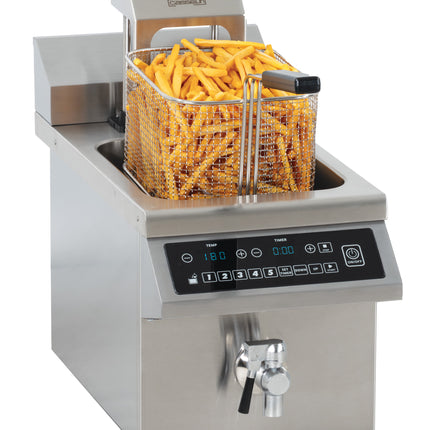 Induktionsfritteuse mit Ablassventil und automatischem Hub 8 Liter