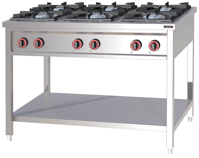 Gas stove with 6 burners