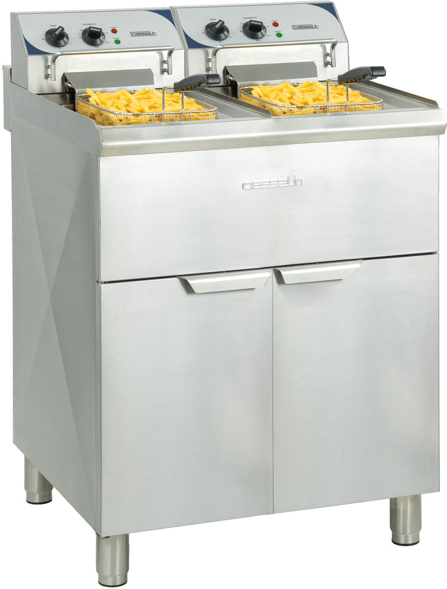 Electric freestanding fryer 2 x 10 liters high efficiency