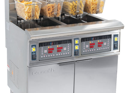 Electric fryer with automatic lift and filtration 4 x 12 liters 17+17kW
