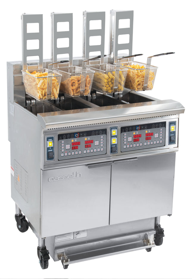 Electric fryer with automatic lift and filtration 4 x 12 liters