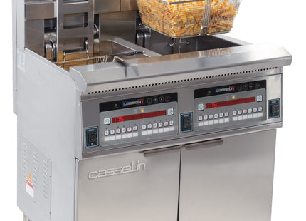 Electric fryer with automatic lift and filtration 2 x 22 liters 17+17kW