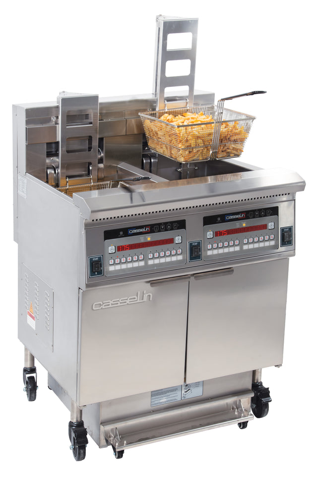 Electric fryer with automatic lift and filtration 2 x 22 liters