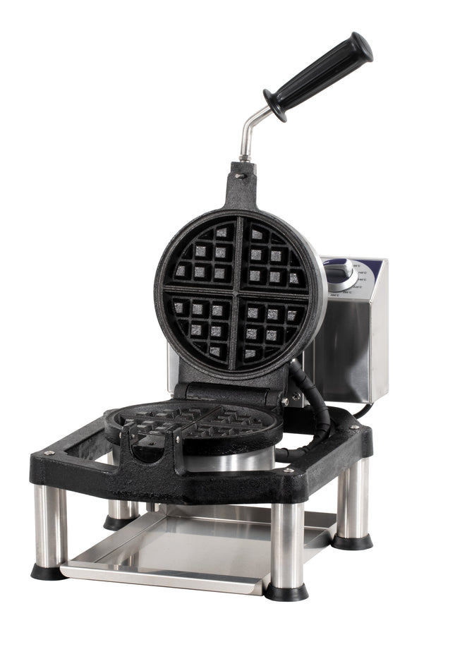 Round professional waffle maker 180° opening