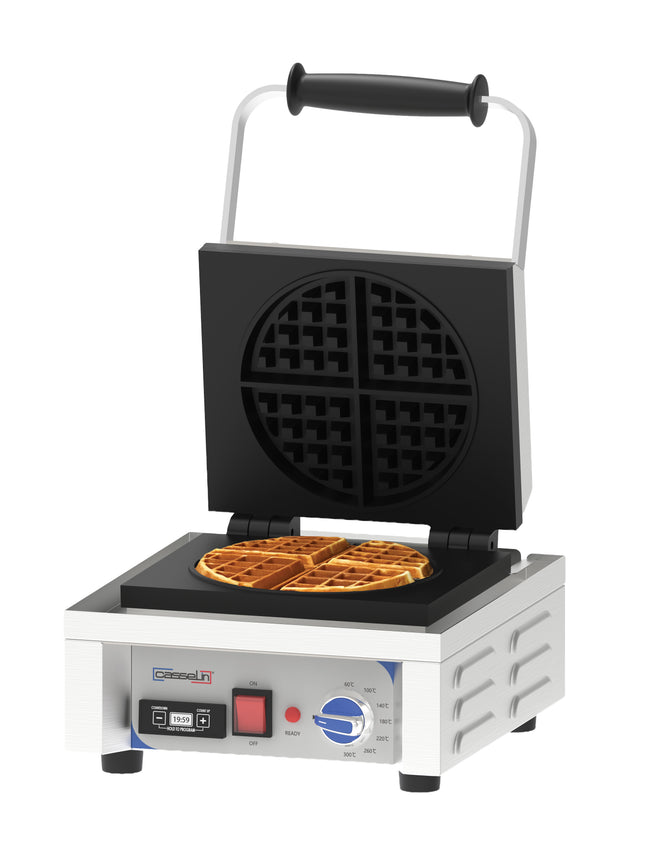 Round waffle maker 90° opening