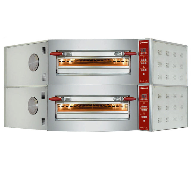 El-ovnhjørneenhed, 2 kamre, 2x 8 pizzaer Ø 350 mm