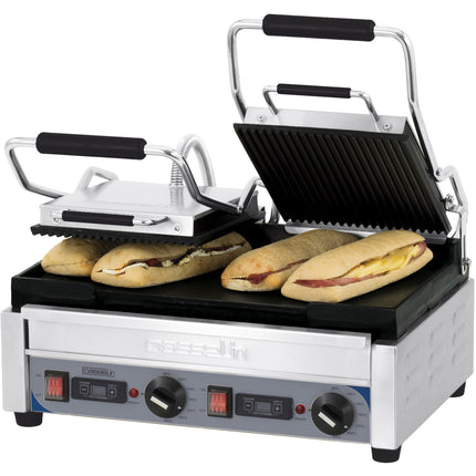 Double contact grill Premium grooved - smooth with timer