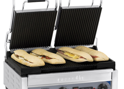 Dobbelt Kontakt grill Premium rillet - rillet med timer