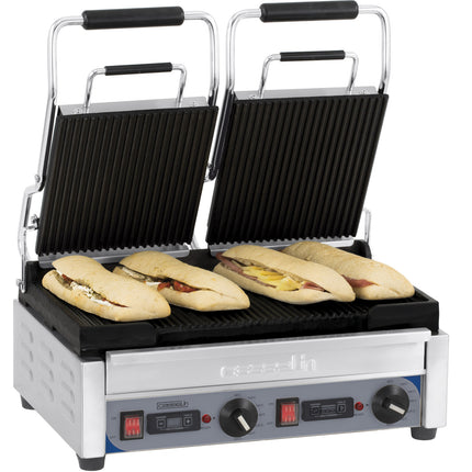 Dobbeltkontaktgrill Premium rillet - rillet med timer