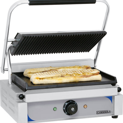 Grill kontaktowy ryflowany - gładkie płyty