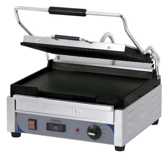 Contact grill Premium large rainuré - lisse avec minuterie