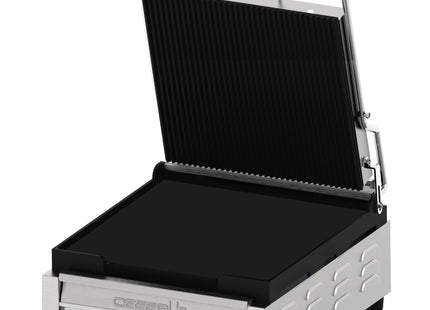 Kontakt grill Premium rillet - glat med timer - XL