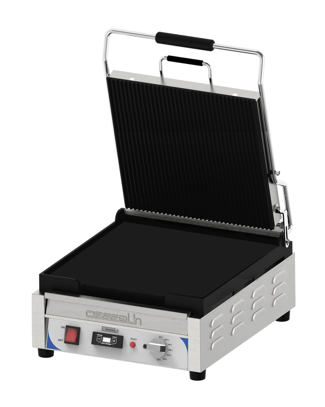 Contact grill Premium rainuré - lisse avec minuterie - XL