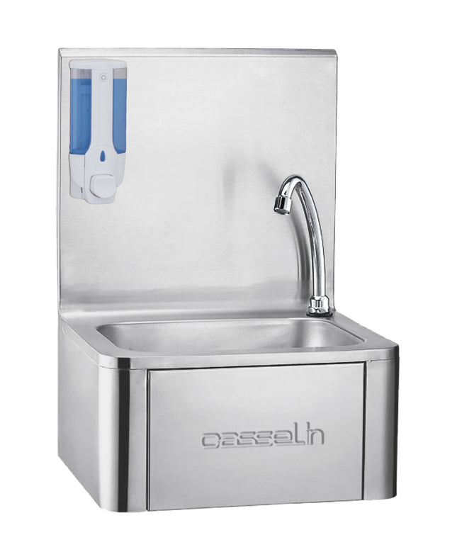 Knee operated wash hand basin