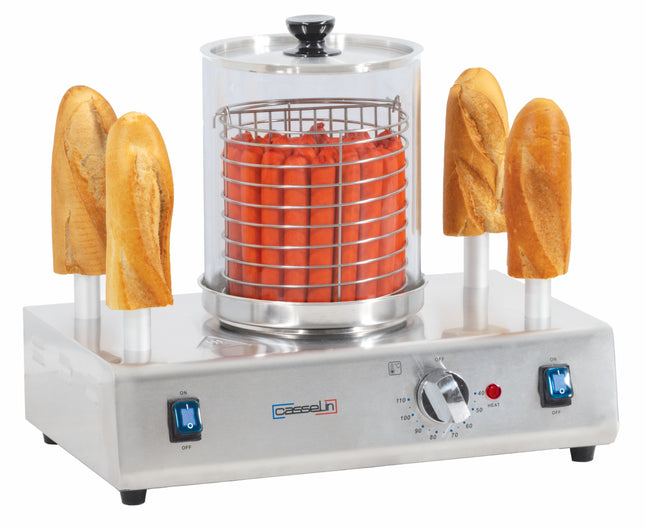 Hot dog machine with 4 heating spikes