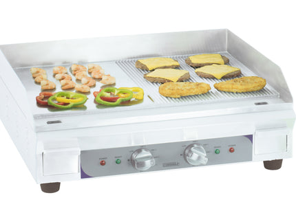 Electric griddle smooth - grooved plate Premium