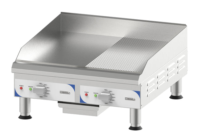 Electric grooved smooth griddle plate - Large