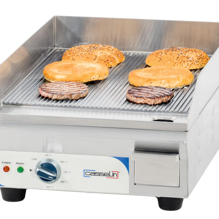 Electric griddle compact premium grooved