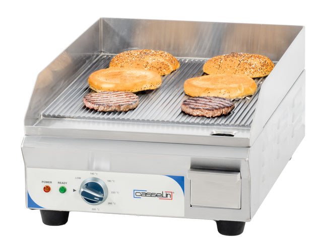 Electric griddle compact premium grooved