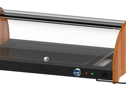 Heated roll-top buffet display
