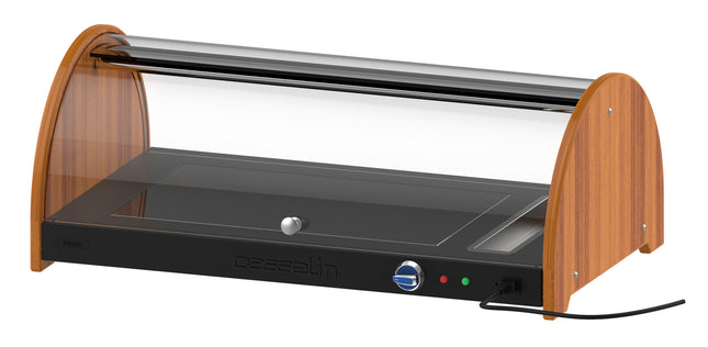 Heated roll-top buffet display
