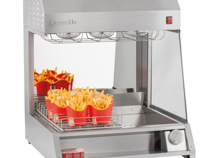 Fry holding station with infrared lamp table top