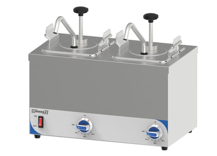 Double heated pump dispenser