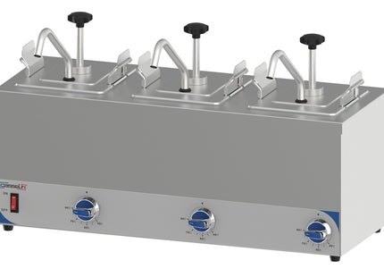 Triple heated pump dispenser