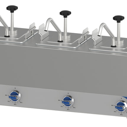 Triple heated pump dispenser