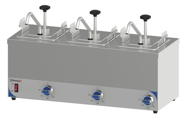Triple heated pump dispenser