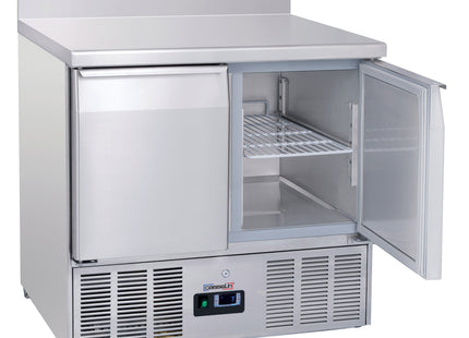 Saladette - Refrigerated serving table with backsplash 2 doors GN 1/1