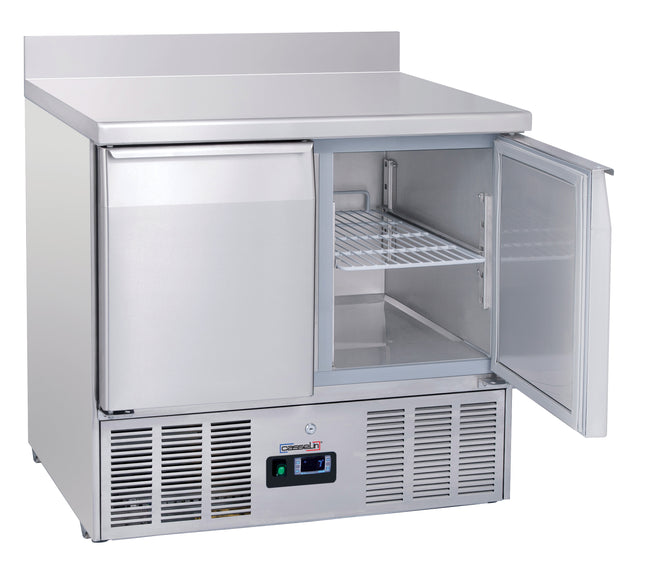 Refrigerated serving table with backsplash 2 doors GN 1/1