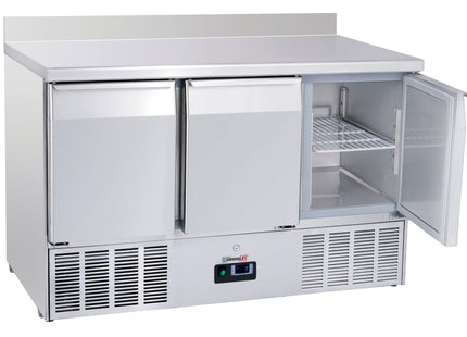 Saladette - Refrigerated serving table with backsplash 3 doors GN 1/1