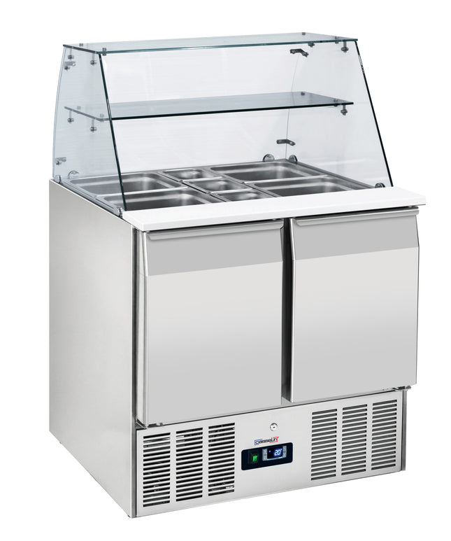 Saladette with glass display 2 doors GN 1/1