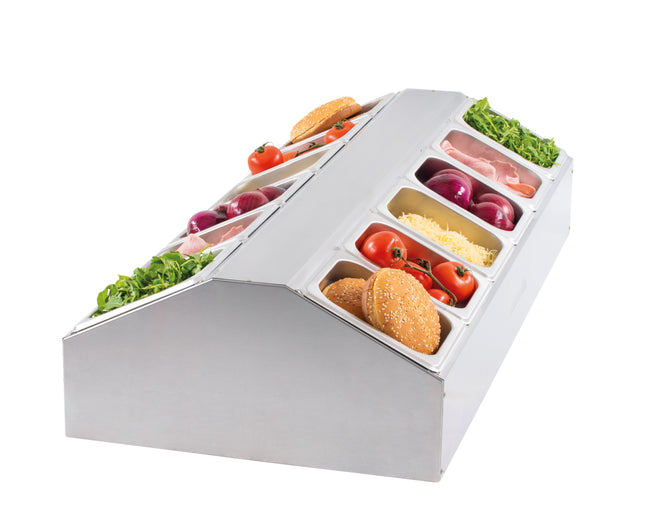 Table-top shelf for 12 containers GN1/6 - central positioning