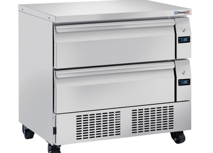 Refrigerated chef base 2 mixed positive-negative drawers 4 x GN 1/1