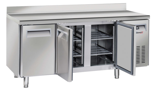 Refrigerated counter with backsplash 3 doors