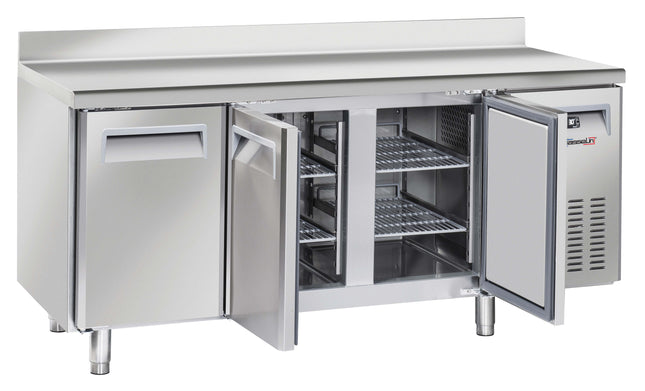Negative refrigerated counter with backsplash 3 doors