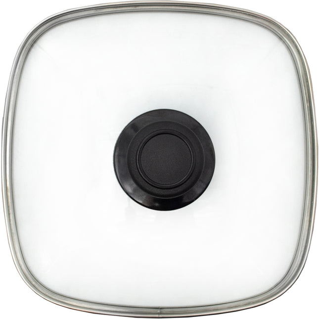 Eurolux Full Glass Lid, square 28 x 28 cm, including lid knob