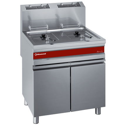 Friteuse gaz, deux cuves de 15 litres sur placard