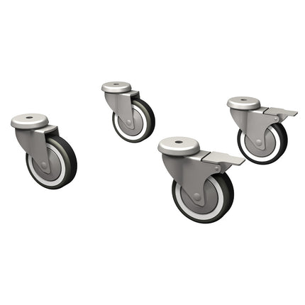 Kit 4 "galvanized" swivel castors, 2 with brakes
