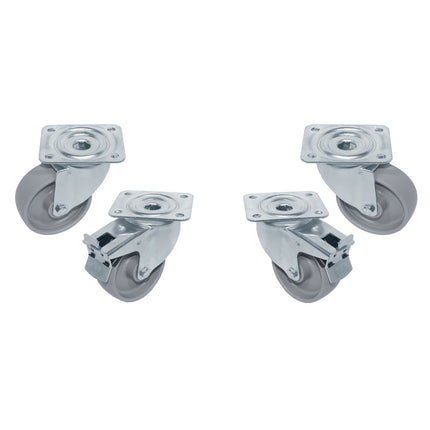 Kit 4 roulettes SST pour tables, pivotantes, 2 avec freins