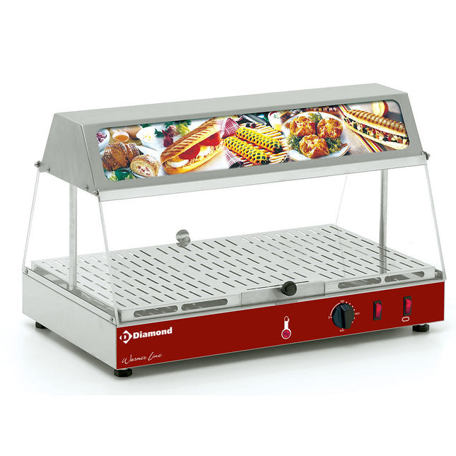 Vitrine chauffante avec enseigne lumineuse
