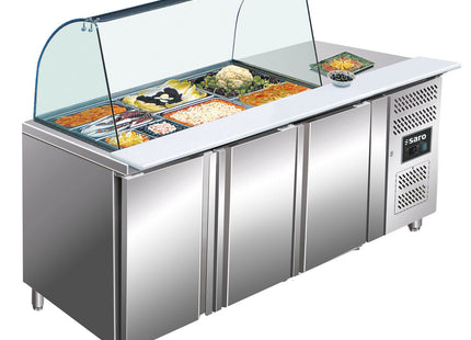 SARO Saladette, 3 døre, med glasoverdel, 
Model GN 3100 TNS