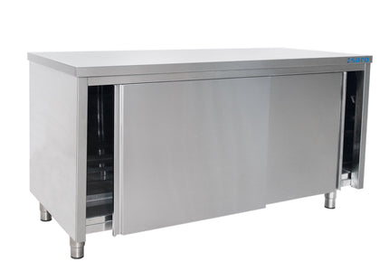 SARO rustfrit stålskab med skydedør – 700 mm dybde, 1200 mm bredde