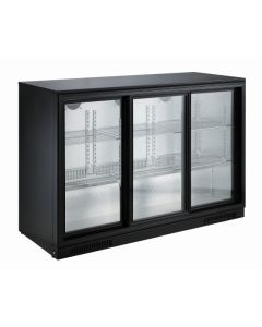 BACKBAR COOLER BLACK 3 SLIDING DOORS