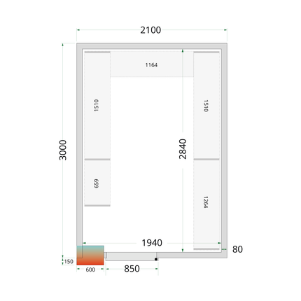 Koelcelpanelen 80 mm - CR 210x300x220 WD