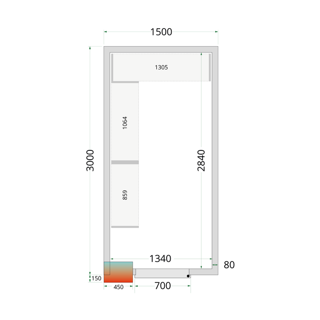 Cold Room Panels 80 mm - CR 150x300x212 NF