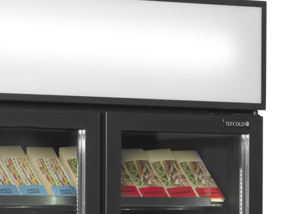 Black 2-door display cooler with canopy - FSC891H Black